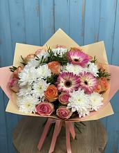 Букет цветов из:  Розы, Герберы и Хризантемы в Ходзь