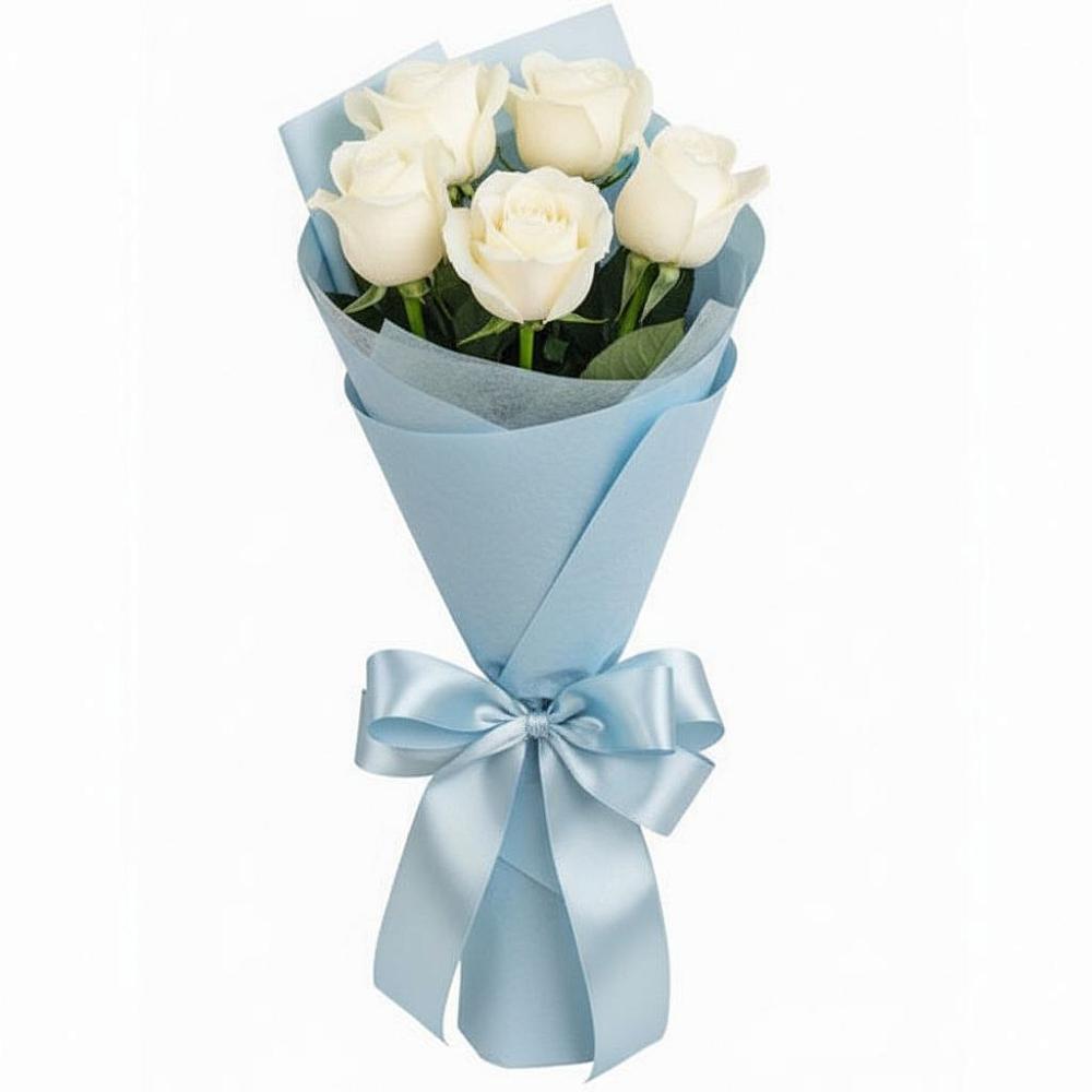 Букет 5 Белых роз Проуд в Ходзь