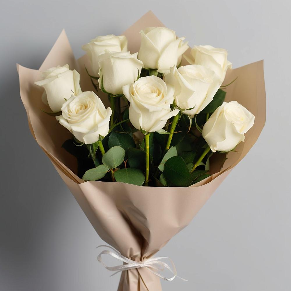 Букет 9 Белых роз Эдлесс Лав в Ходзь