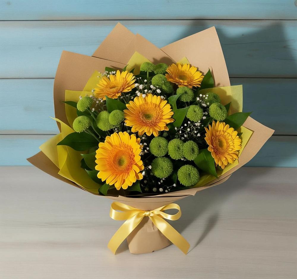 Букет цветов из: Герберы и Хризантемы в Ходзь