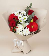Букет цветов из:  Розы, Хризантемы, Герберы и Лилии в Ходзь