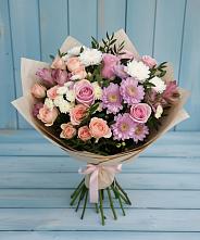 Букет цветов из:  Хризантемы, Розы и Альстромерии в Ходзь