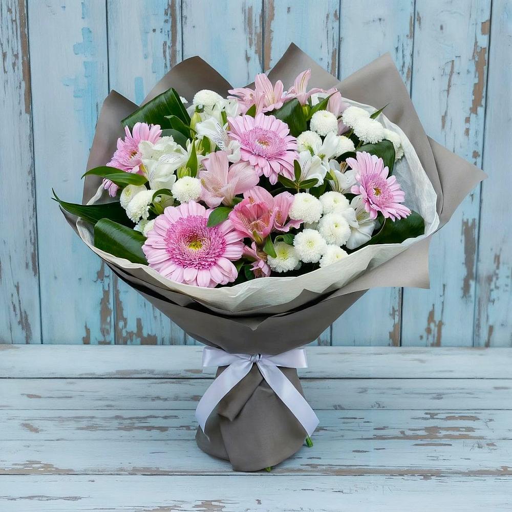 Букет цветов из: Герберы, Альстромерии и Хризантемы в Ходзь