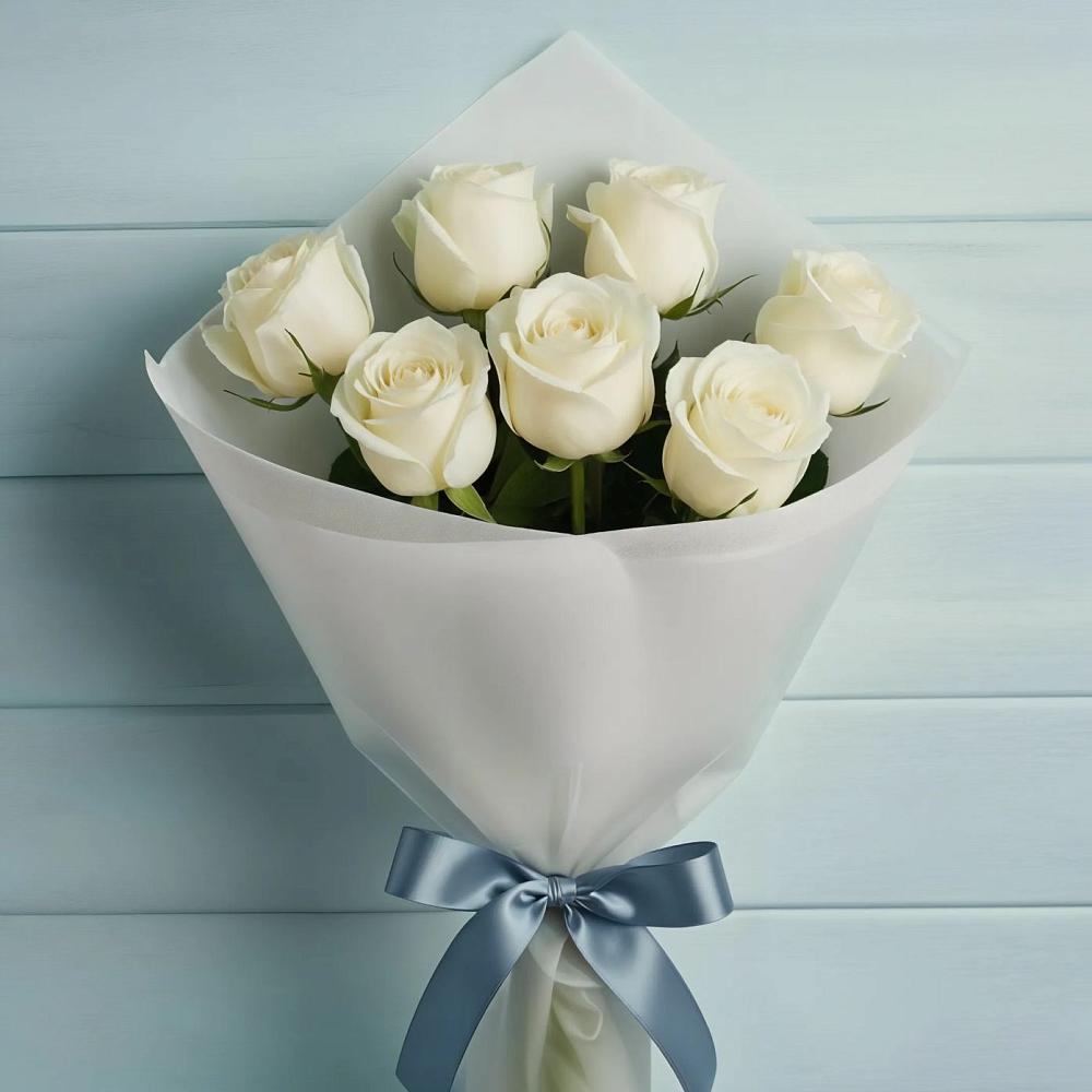Букет 7 Белых роз Эдлесс Лав в Ходзь